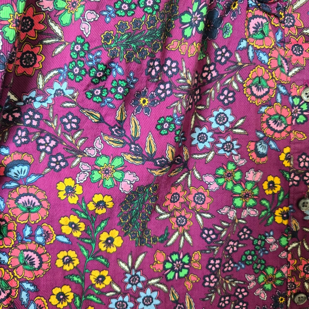 Talbots Womens Purple Floral Ruffle Blouse Top Small, Cottagecore Boho Victorian - Picture 5 of 9